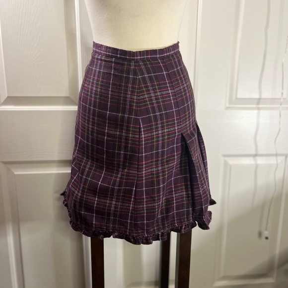 Item 011: EUC Xhilaration Deep Purple Plaid Mini Skirt (Size 15) - Picture 1 of 4